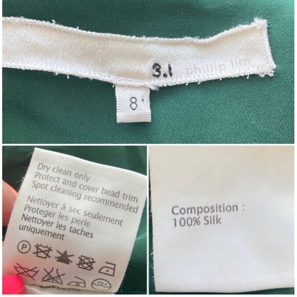 3.1 Phillip Lim Slip Dress 8 Silk Emerald Green Beaded 20’s Holiday Regal Glam - Picture 15 of 15